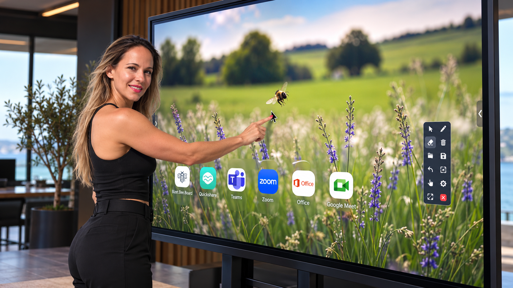 ©BizetBeeBoard® 98 Inch 4K Display Interactive SmartBoard Office Miami