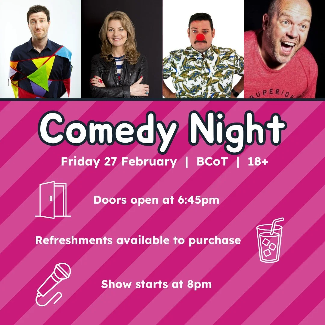 Still don't have plans for tomorrow evening? There are still tickets available for our comedy night and they'll be available to purchase online right up until doors open.

So come and join us and a host of comedians for an evening of laughter, all wh