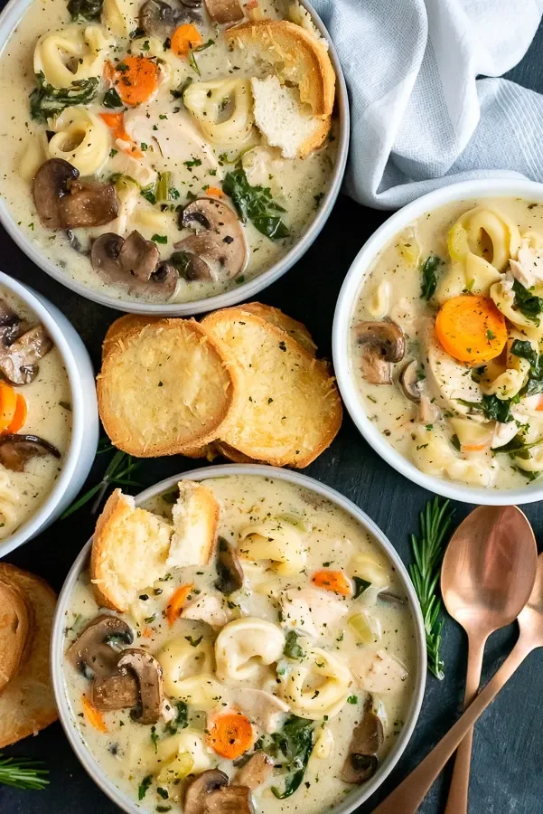Creamy Mushroom and Chicken Tortellini Soup