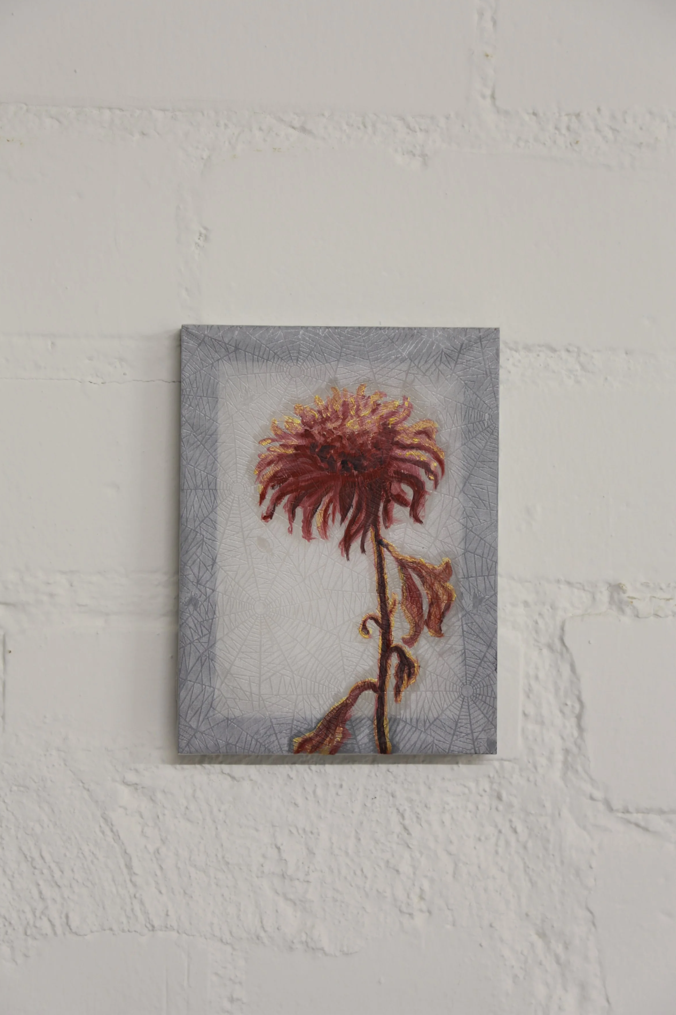 Game over IV (golden red flower), 20 x 15 cm