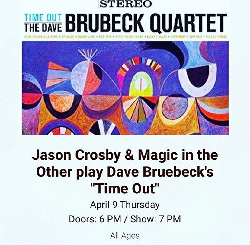 We&rsquo;re so psyched for another collaboration with @jcros33 at @sweetwatermusichall this time performing #davebrubeck &lsquo;s Time Out record (plus an opening set of original MITO!). Tix on sale 10am today!!