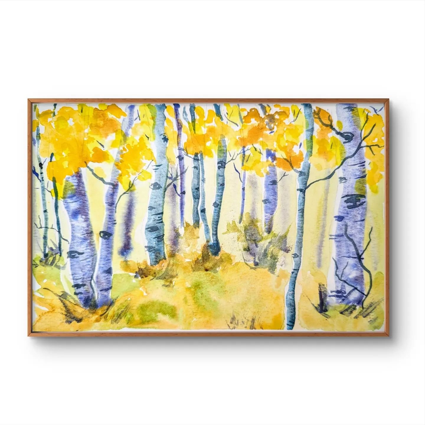 Getting into Autumn with a morning sketch inspired by the aspens in my friends yard in Utah. Did you know Aspens are one organism? 🤟🟡⭐💛