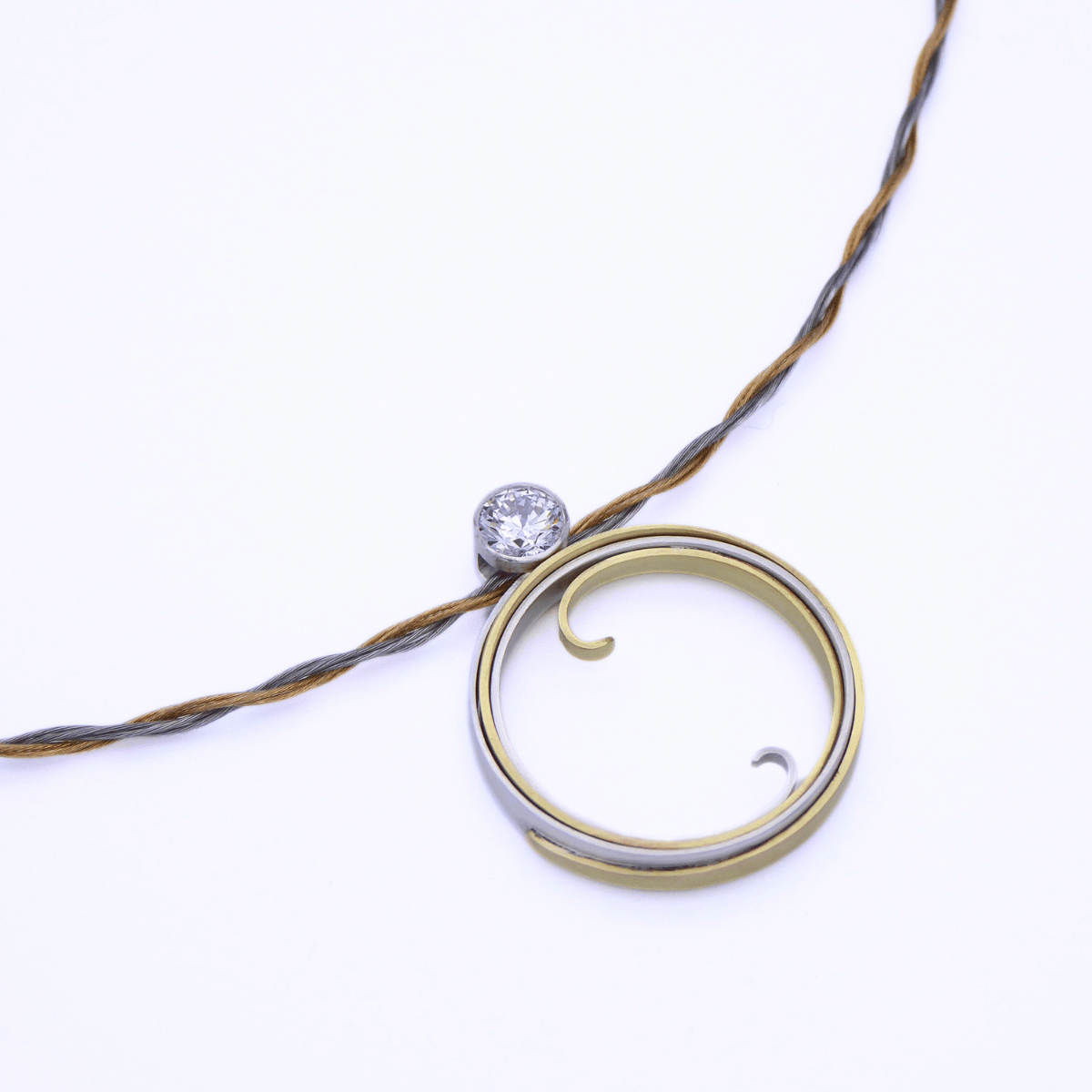 Bound Unity Faceted Necklace - medium (silver & brass)