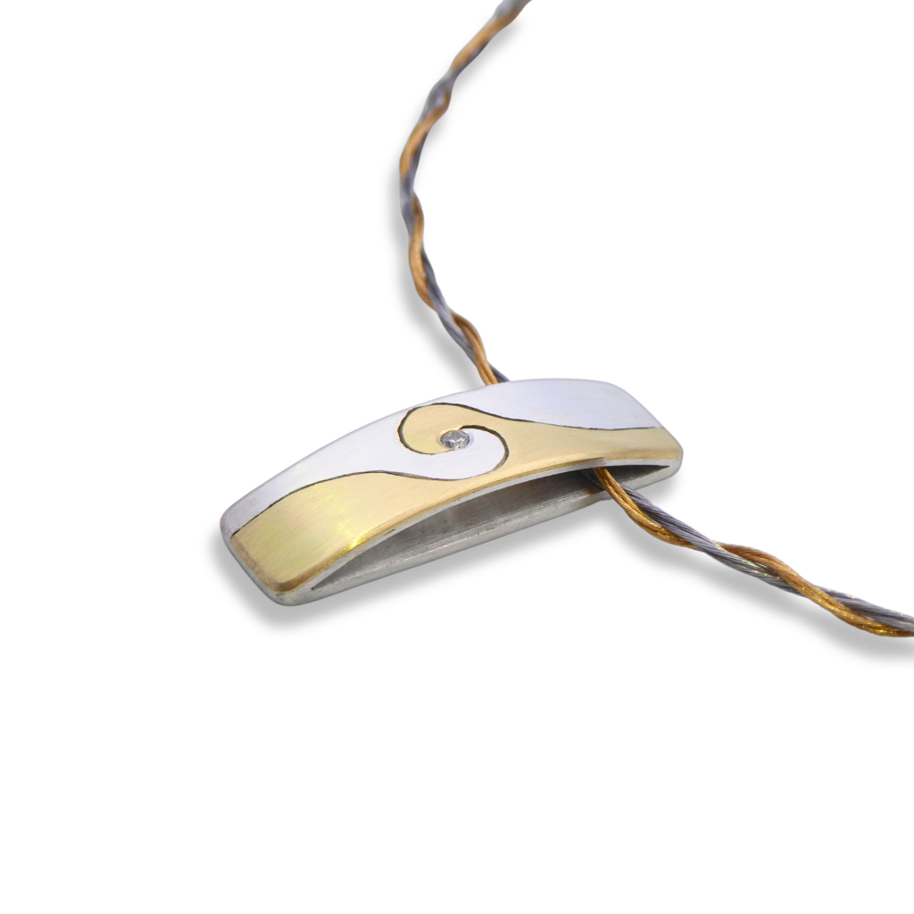 Silver and Brass Necklace with a small facet