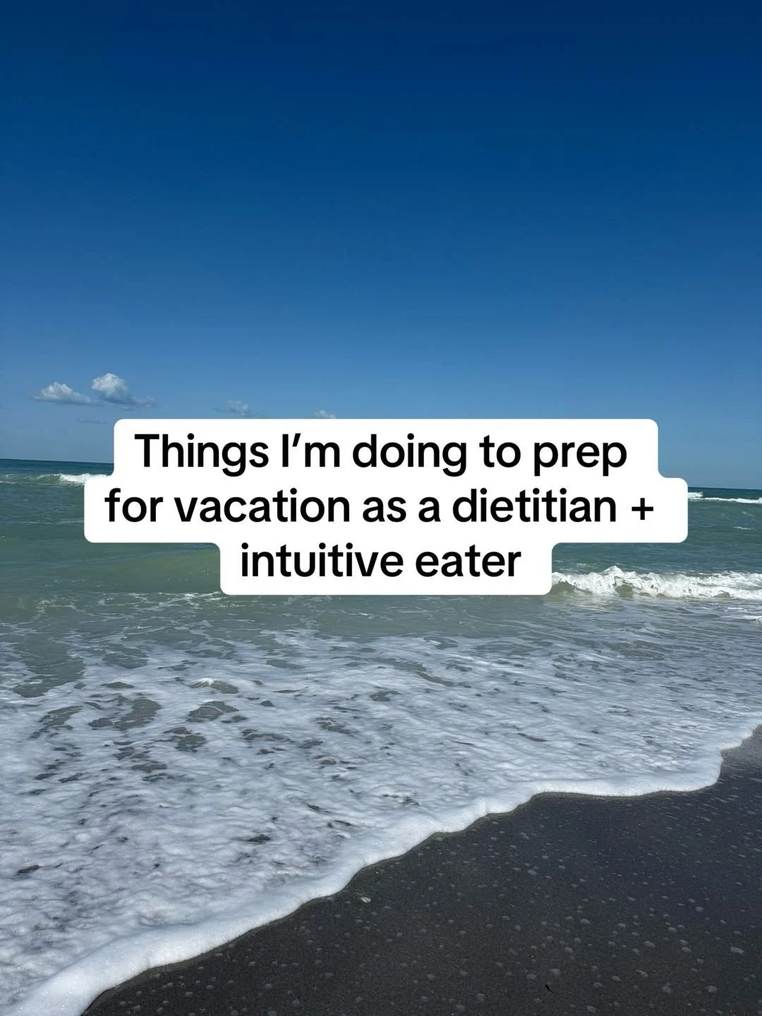 How I&rsquo;m prepping for vacation as a dietitian + intuitive eater ✈️☀️

Old me:
&ndash; crash dieting (like the time I ate only baked chicken + eggs for 2 weeks before spring break 😅)
&ndash; overexercising or stressing if I missed a workout
&nda