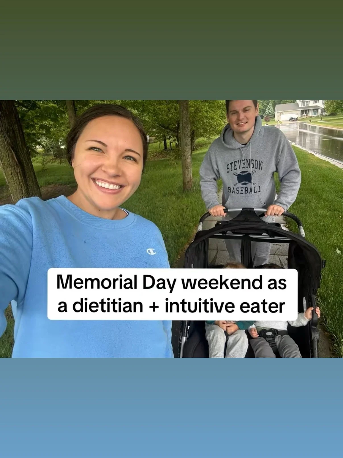 Memorial Day weekend as a dietitian + intuitive eater ❤️🤍💙

This weekend included some of my favorite things:

🥞 Saturday morning pancakes
💛 Auntie time with my nephews
🌮 Date night with my husband
🪏 Yard work + lots of time outside
🥩 Steak an