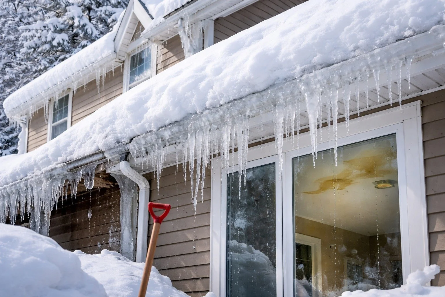 Roofing for Less offers snow and ice removal and snowstops