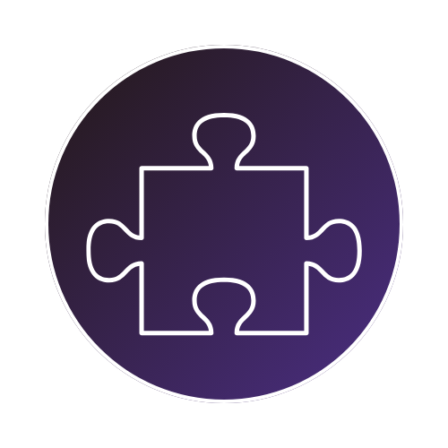 An icon of a puzzle piece in a circle.