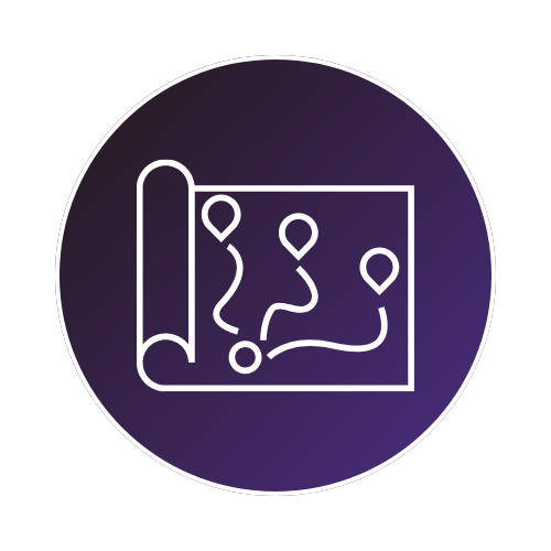 An icon of a map with multiple lines.