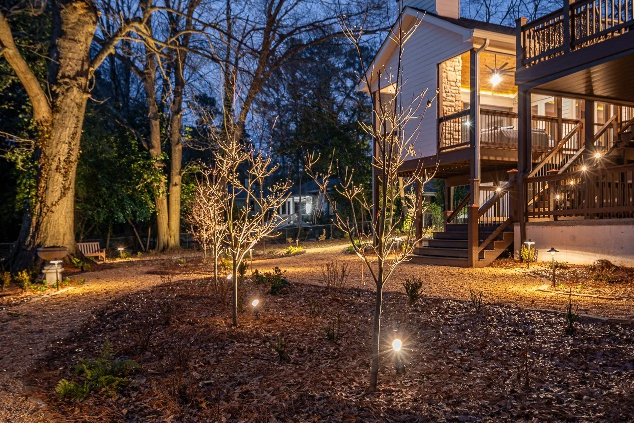 The right lighting transforms your landscape, adding ambiance, safety, and style.

Let us help make your favorite daytime spot the perfect place to relax throughout the evening.