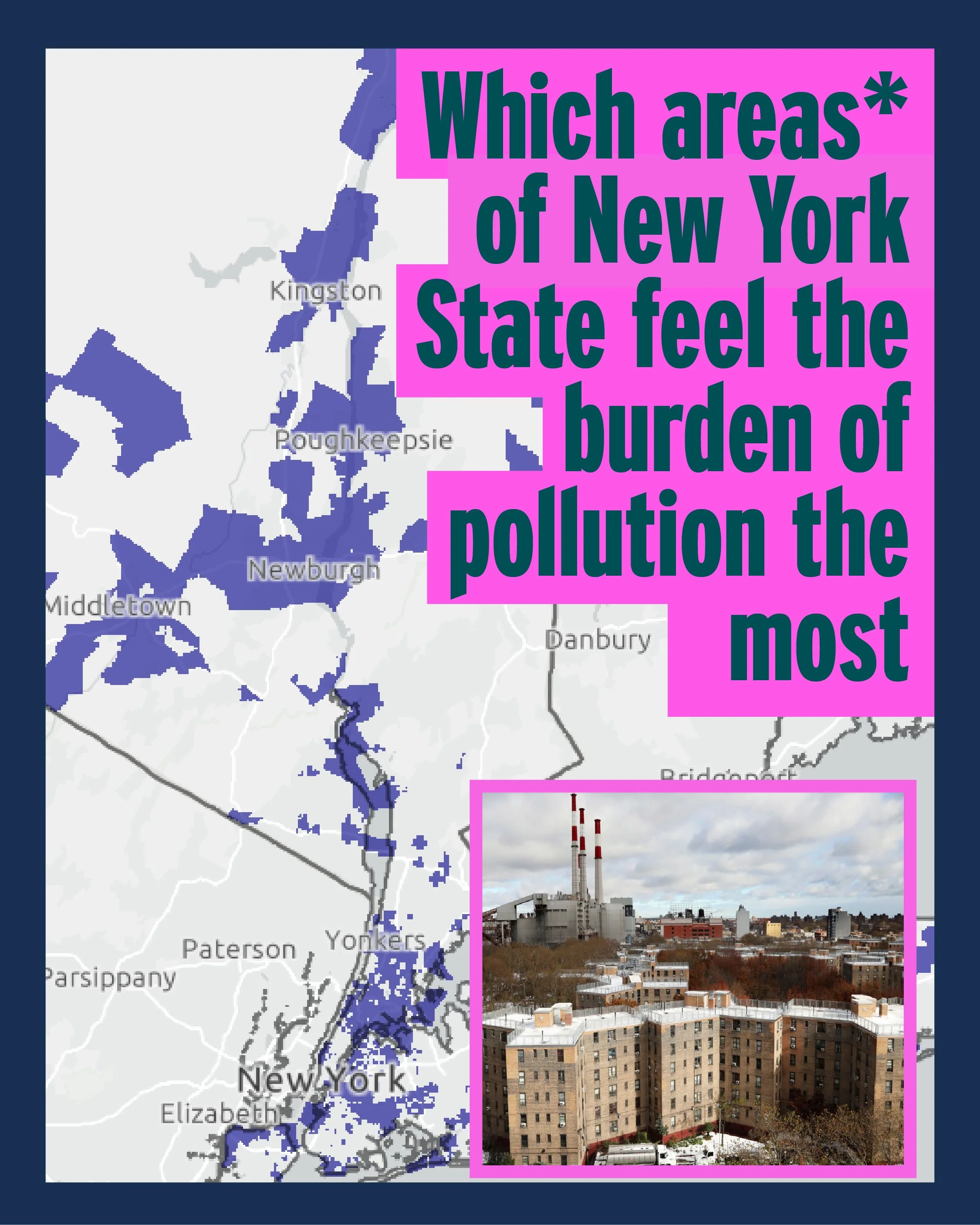 Social graphic with map: Offshore wind benefits for Disadvantaged Communities across New York State.