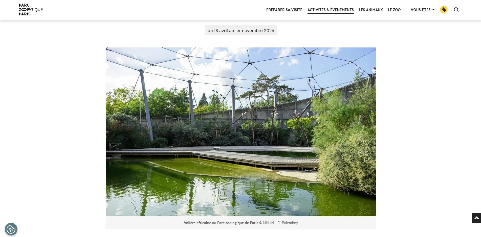 African aviary, Zoo de Paris website, MNHN, Paris - 2026