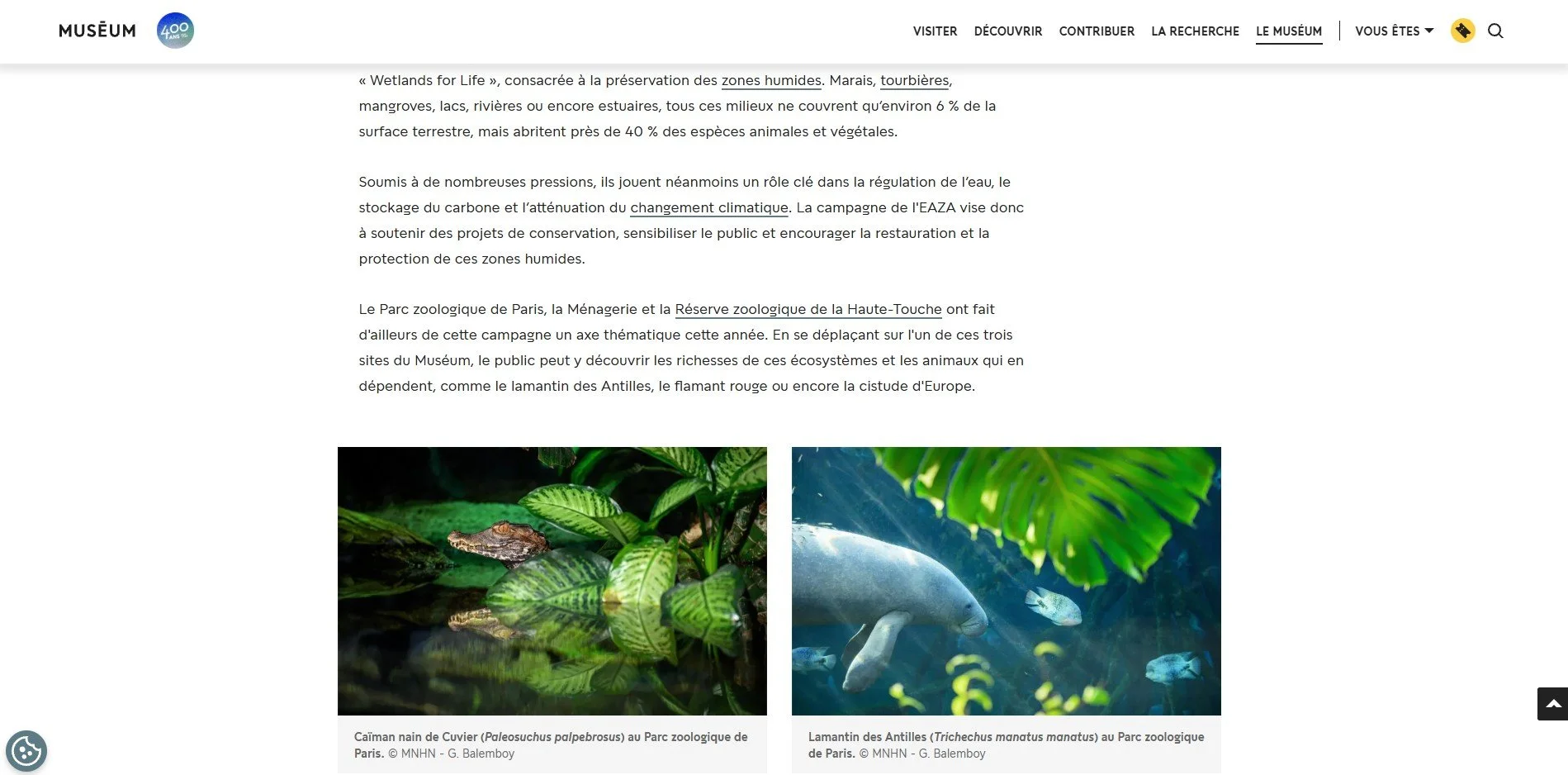 EAZA - MNHN website, MNHN, Paris - 2026