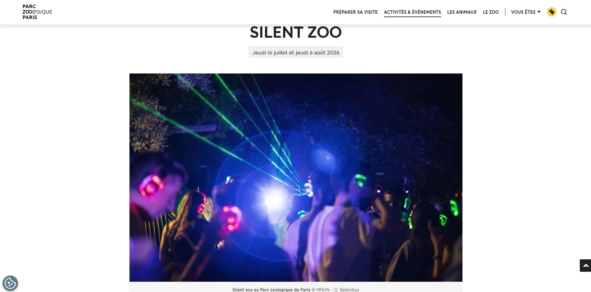 Silent Zoo, Zoo de Paris website, MNHN, 2026