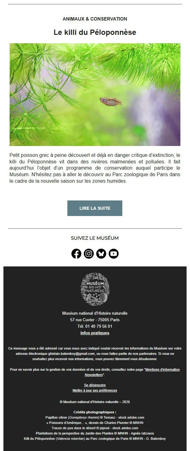 MNHN newsletter, Paris, April 2026