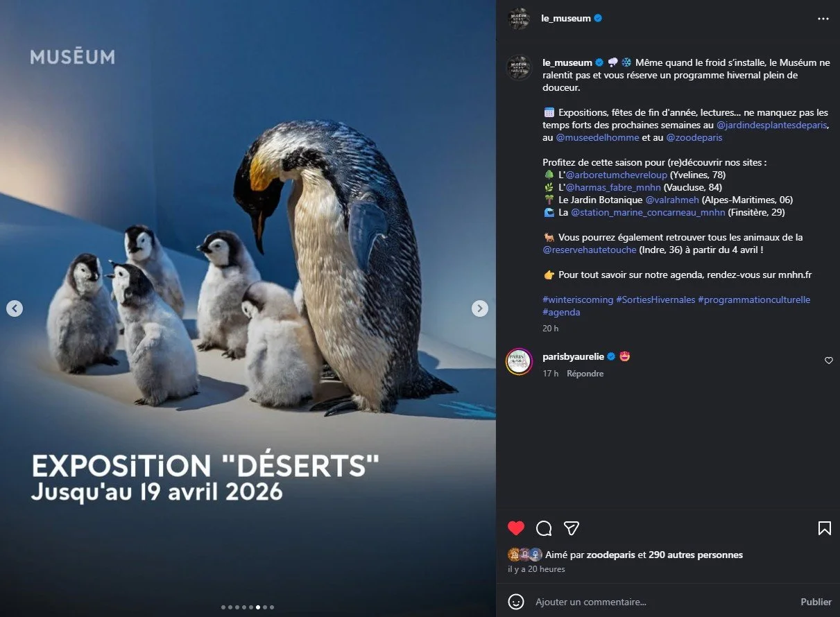 2025 Instagram post for the Muséum, Paris, MNHN