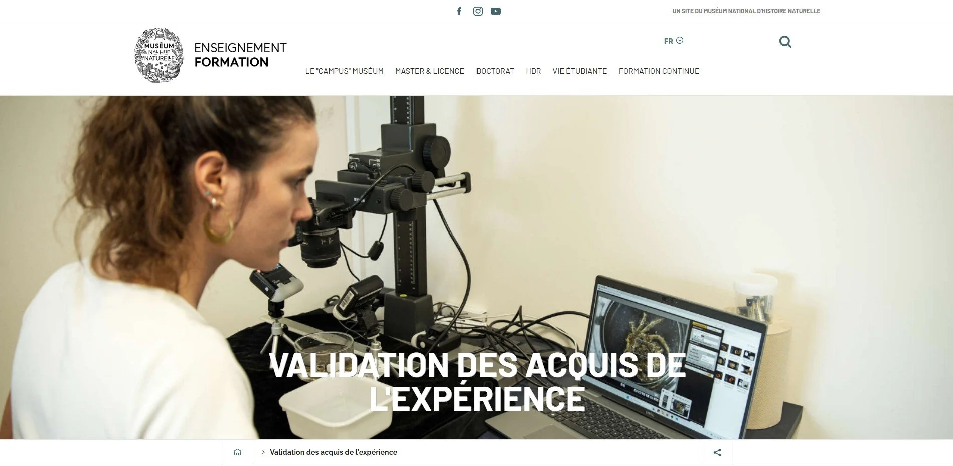 DIVE-Sea - homepage of the "Enseignement - Formation" website, MNHN, Paris - 2025