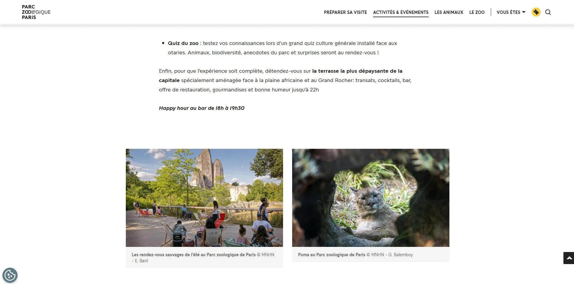 Nocturnes, Zoo de Paris website, MNHN, 2026