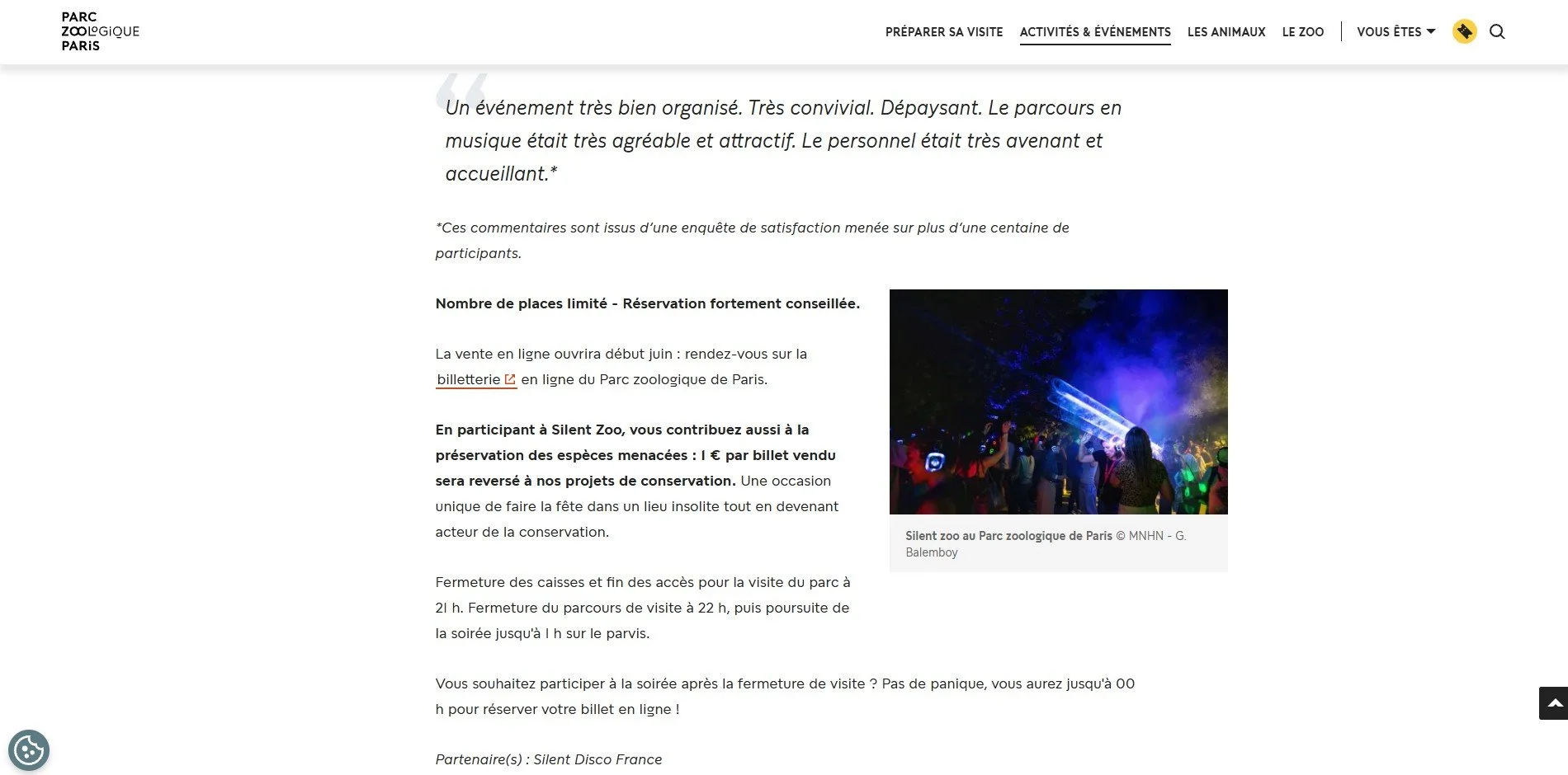 Silent Zoo, Zoo de Paris website, MNHN, 2026