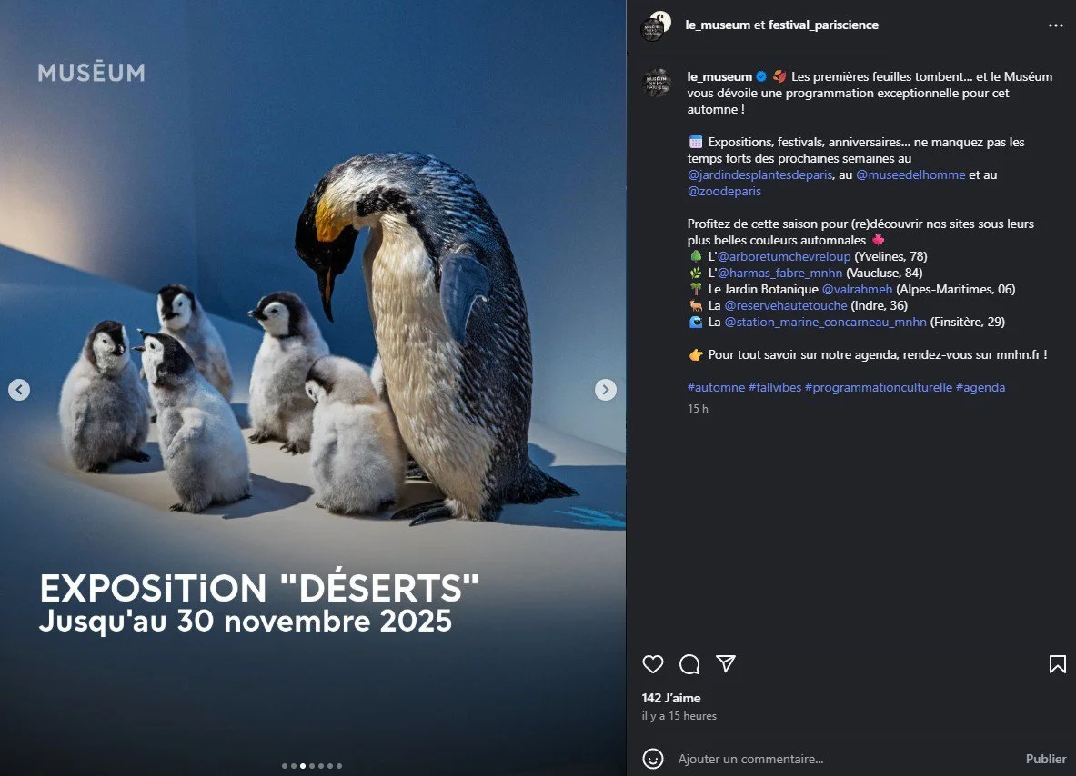 2025 Instagram post for the Muséum, Paris, MNHN