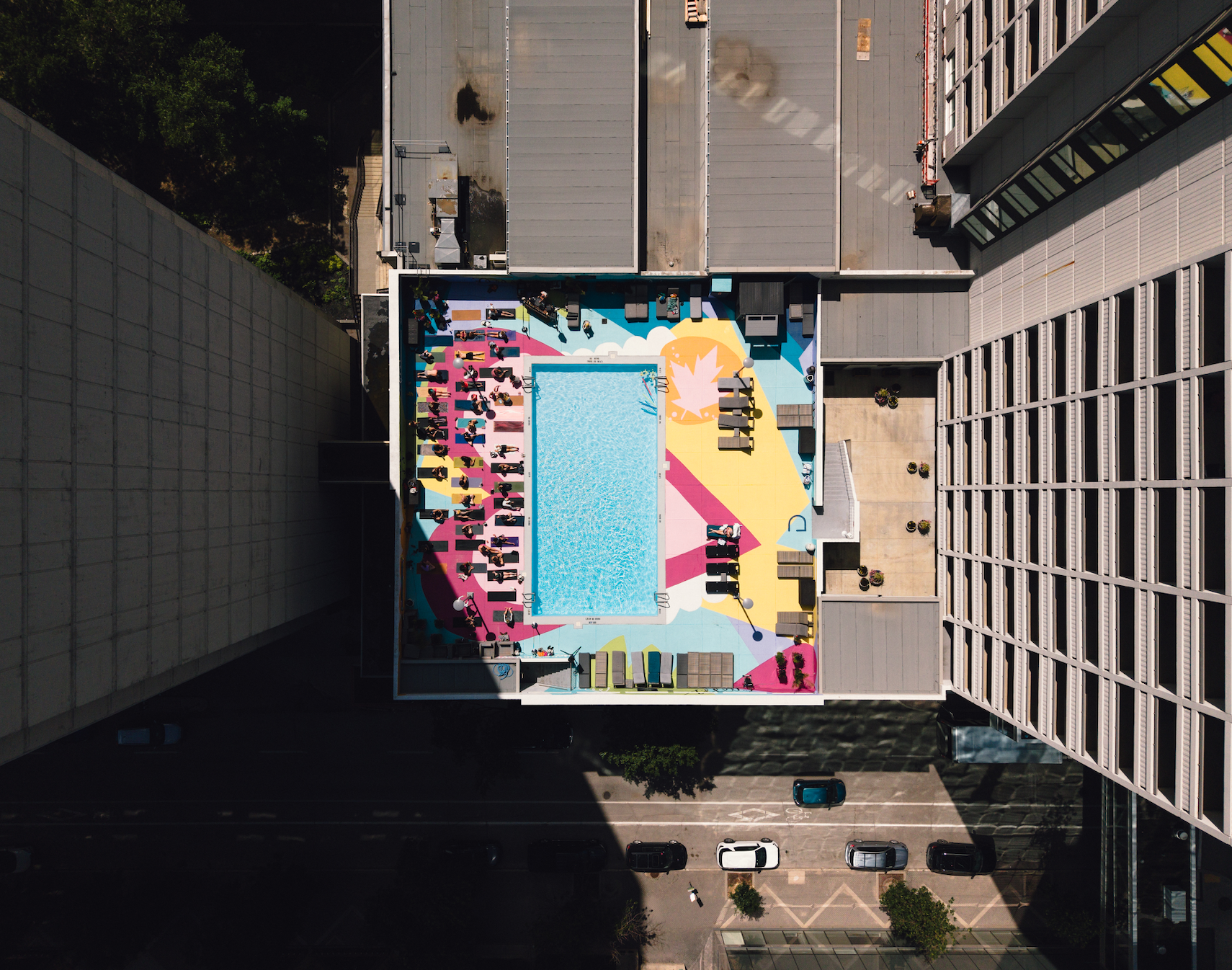 rooftop yoga class at the delta hotel