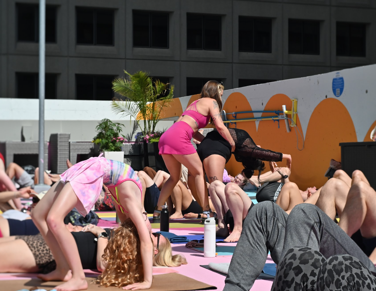 drop back assist during rogue vinyasa class