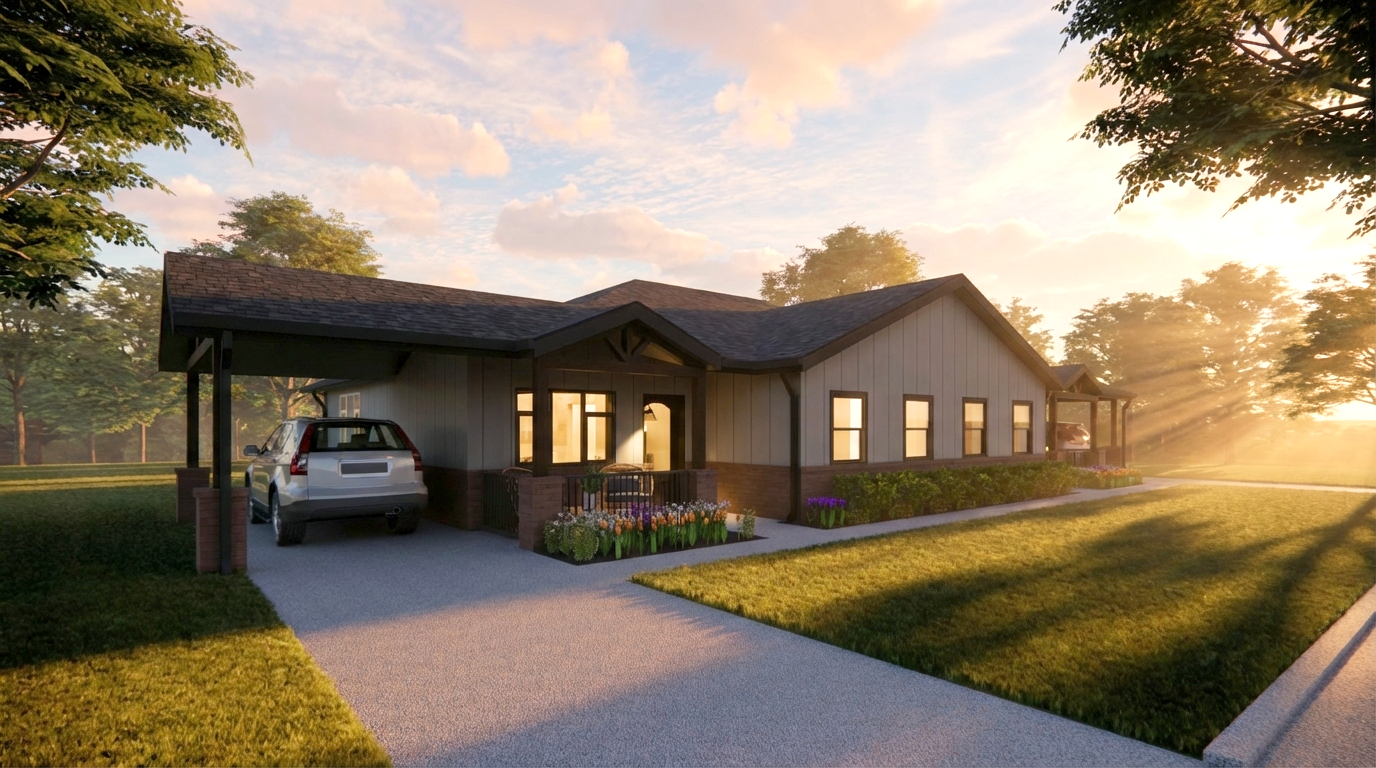 Elder Plex - Front Yard Evening.png