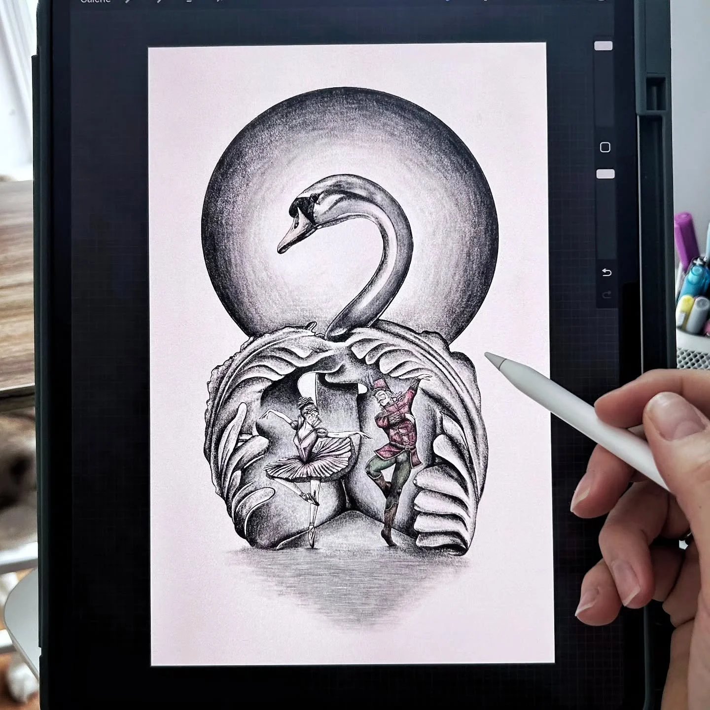 A WINTER TALE 🦢 Here&rsquo;s my latest digital illustration blending the serenity of a snowy landscape with the elegance of ballet ❄️

I originally planned this artwork as a black and white piece but couldn&rsquo;t resist adding a touch of color to 