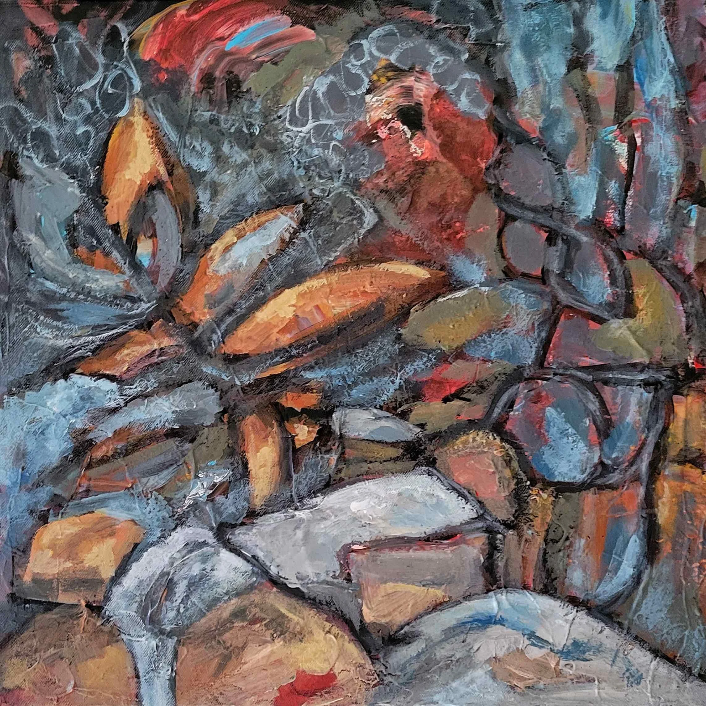 The Shape Of Endurance, 2025. Acrylic on canvas — 40 x 40 x 4 cm.