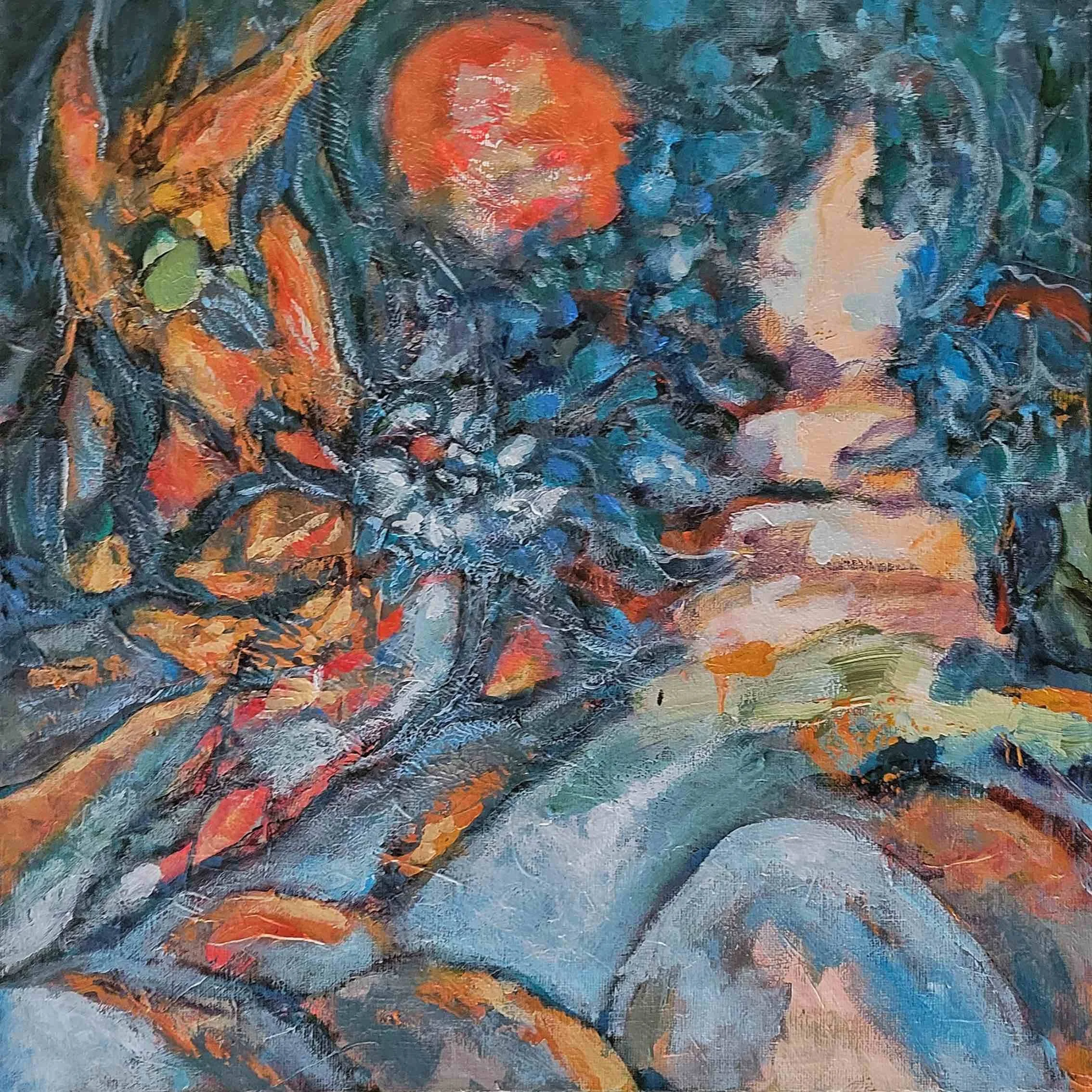 Sky Offering, 2025. Acrylic on canvas — 40 x 40 x 4 cm.