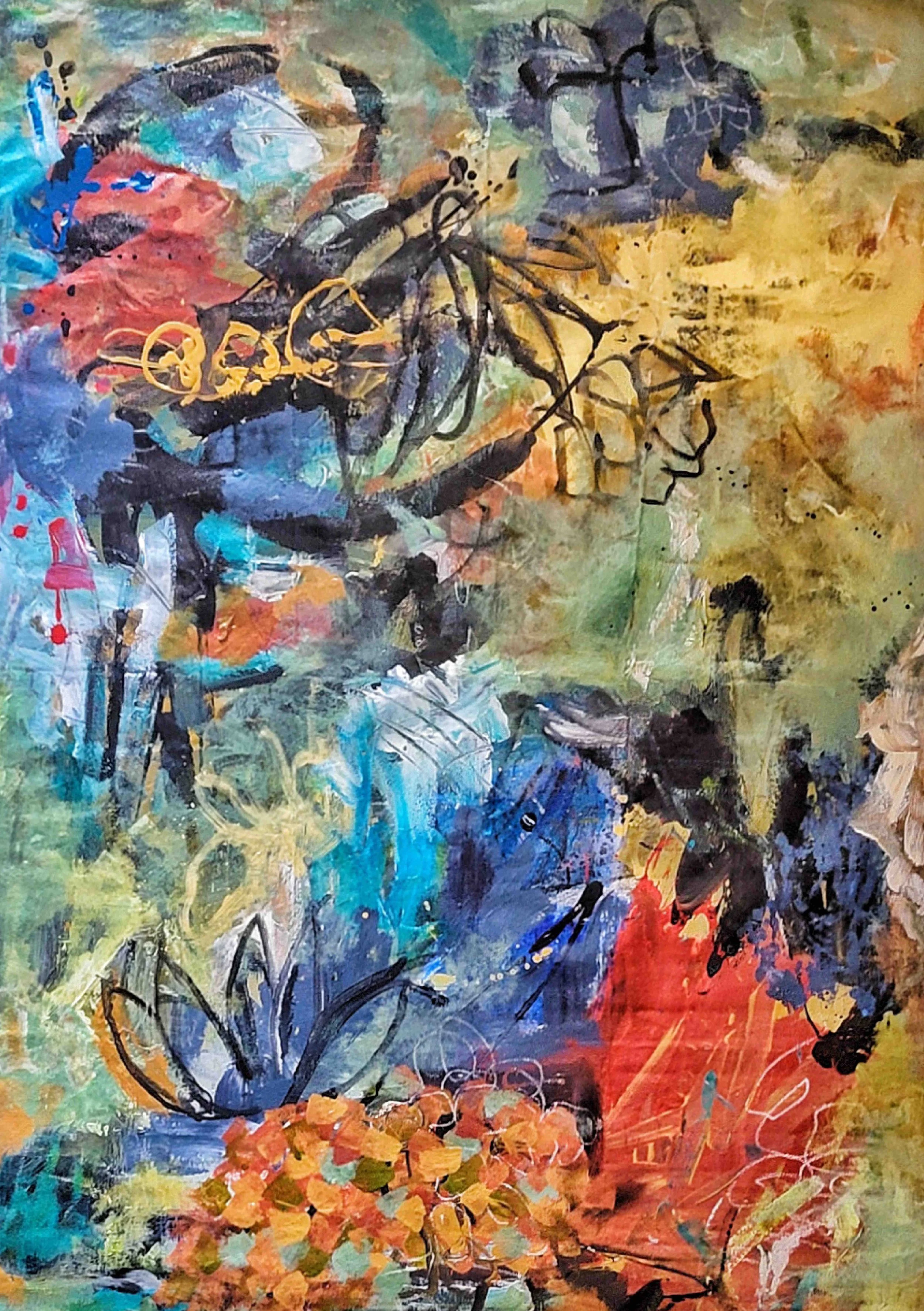 Ancestral Voices, 2024. Acrylic on canvas — 150 x 105 cm.