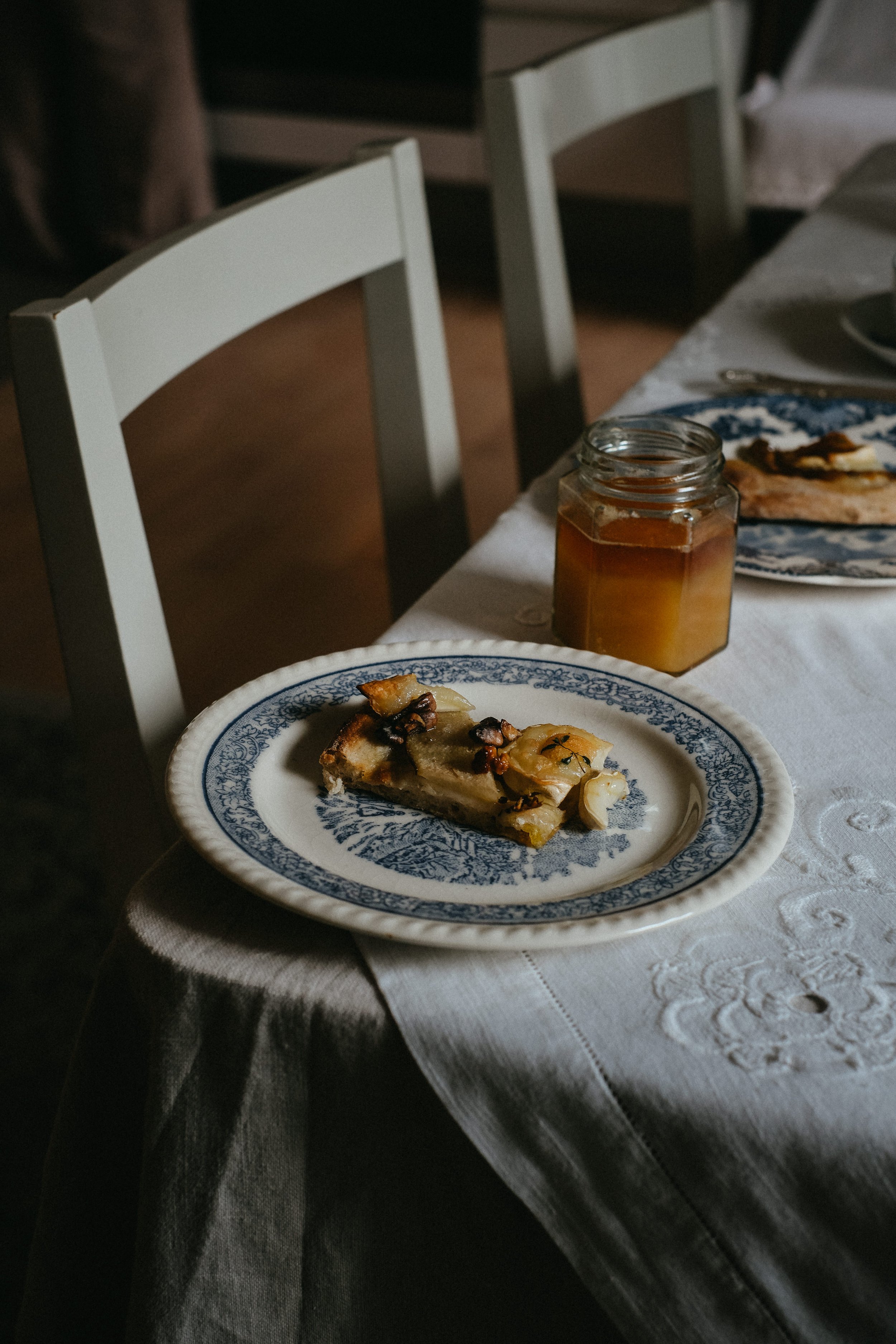 moody food photography with antique plates and vintage dinnerware
