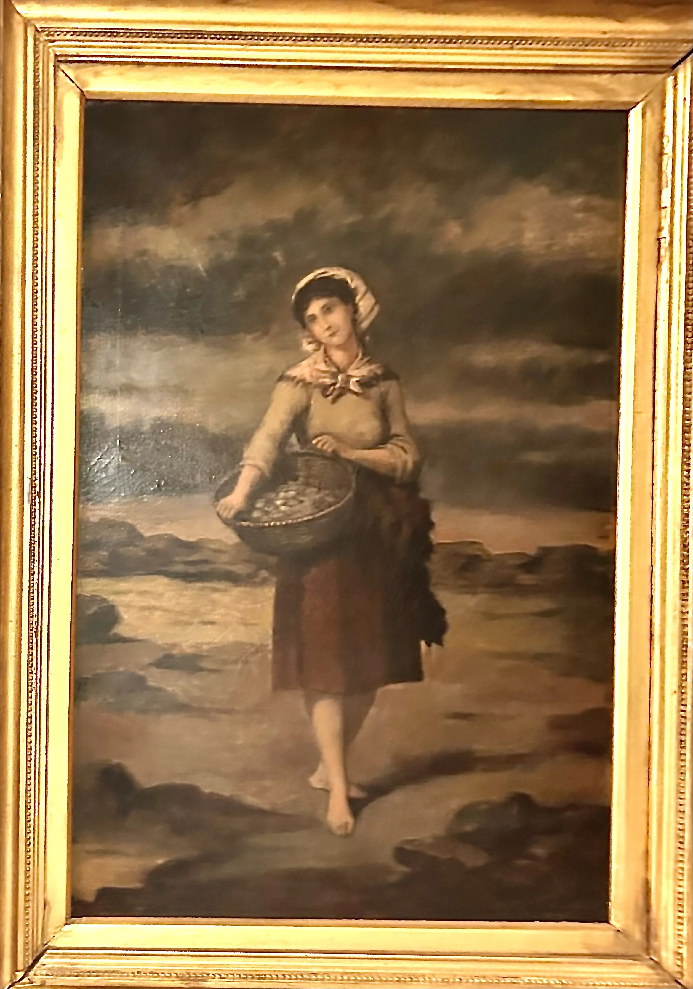  “Girl with Basket of Mussels” Sarah Hanley, oil on canvas, date unknown. 