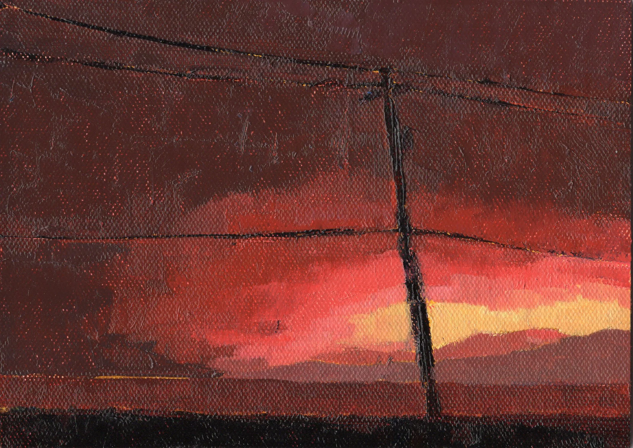 3 pm, Caldor Fire. Oil on canvas panel. 5x7 inches. 