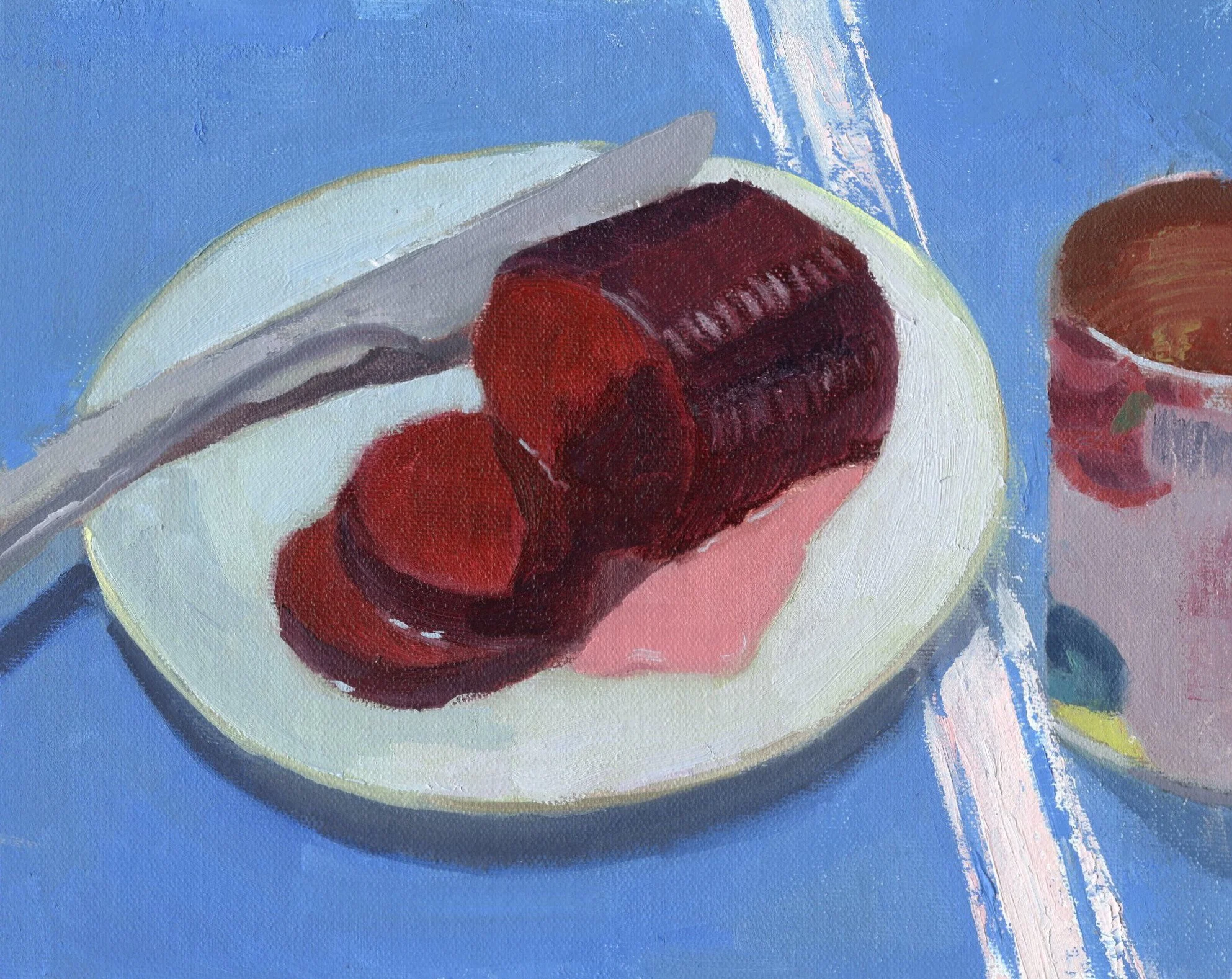 Cranberry sauce. Oil on canvas panel. 8x10 inches.