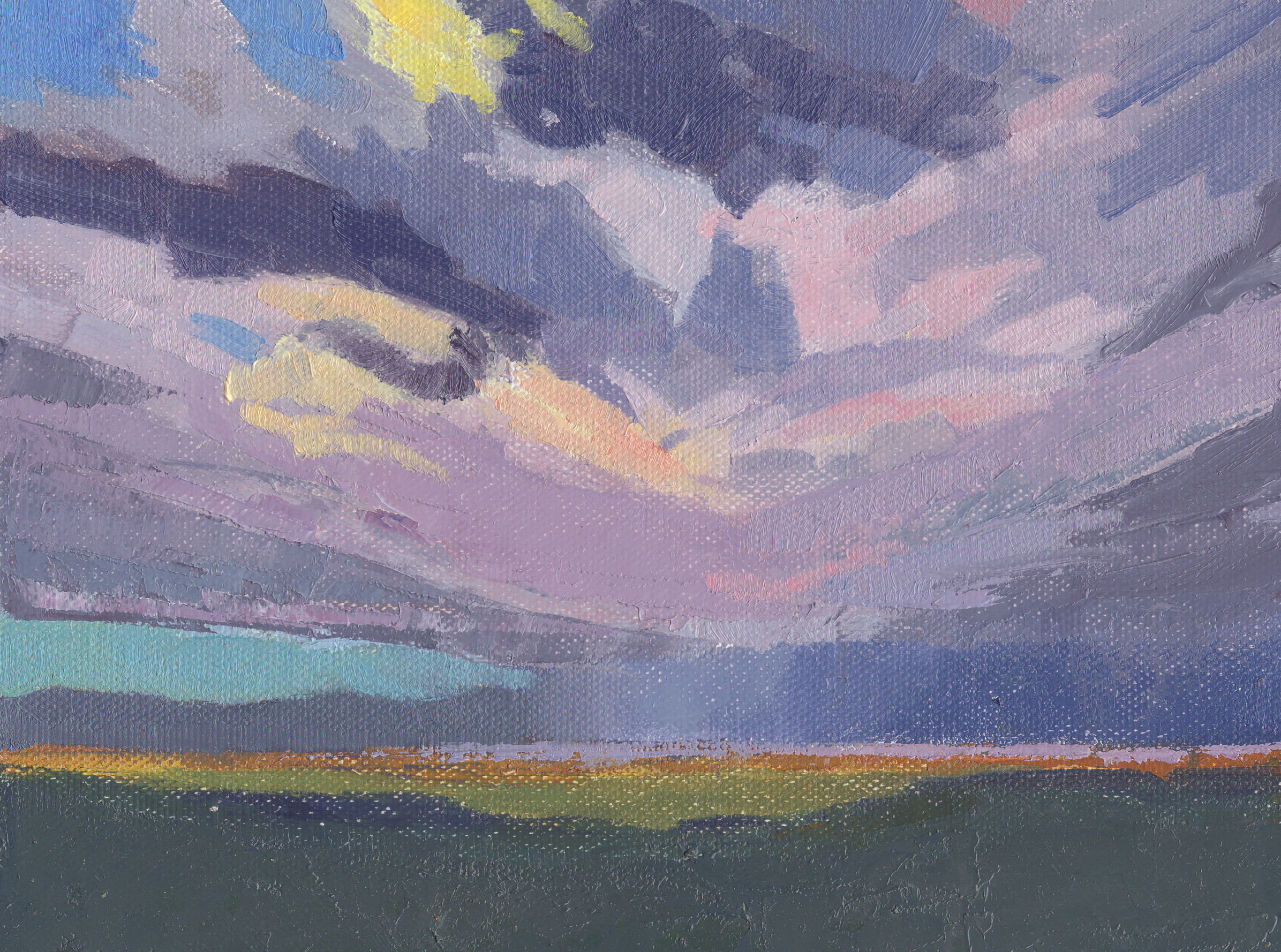 High desert storm. Oil on canvas panel. 6x8 inches. 