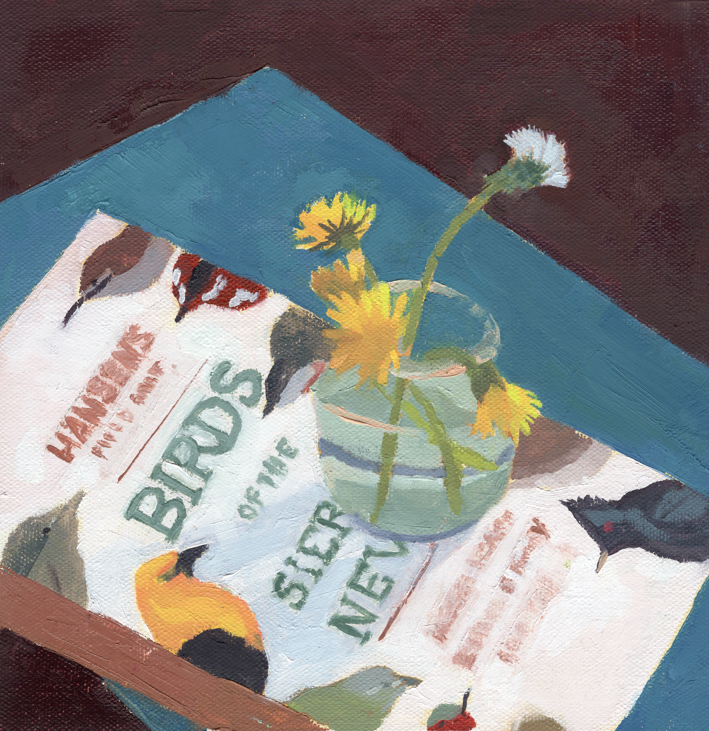 Birds of the Sierra Nevada. Oil on canvas panel. 8x8 inches.