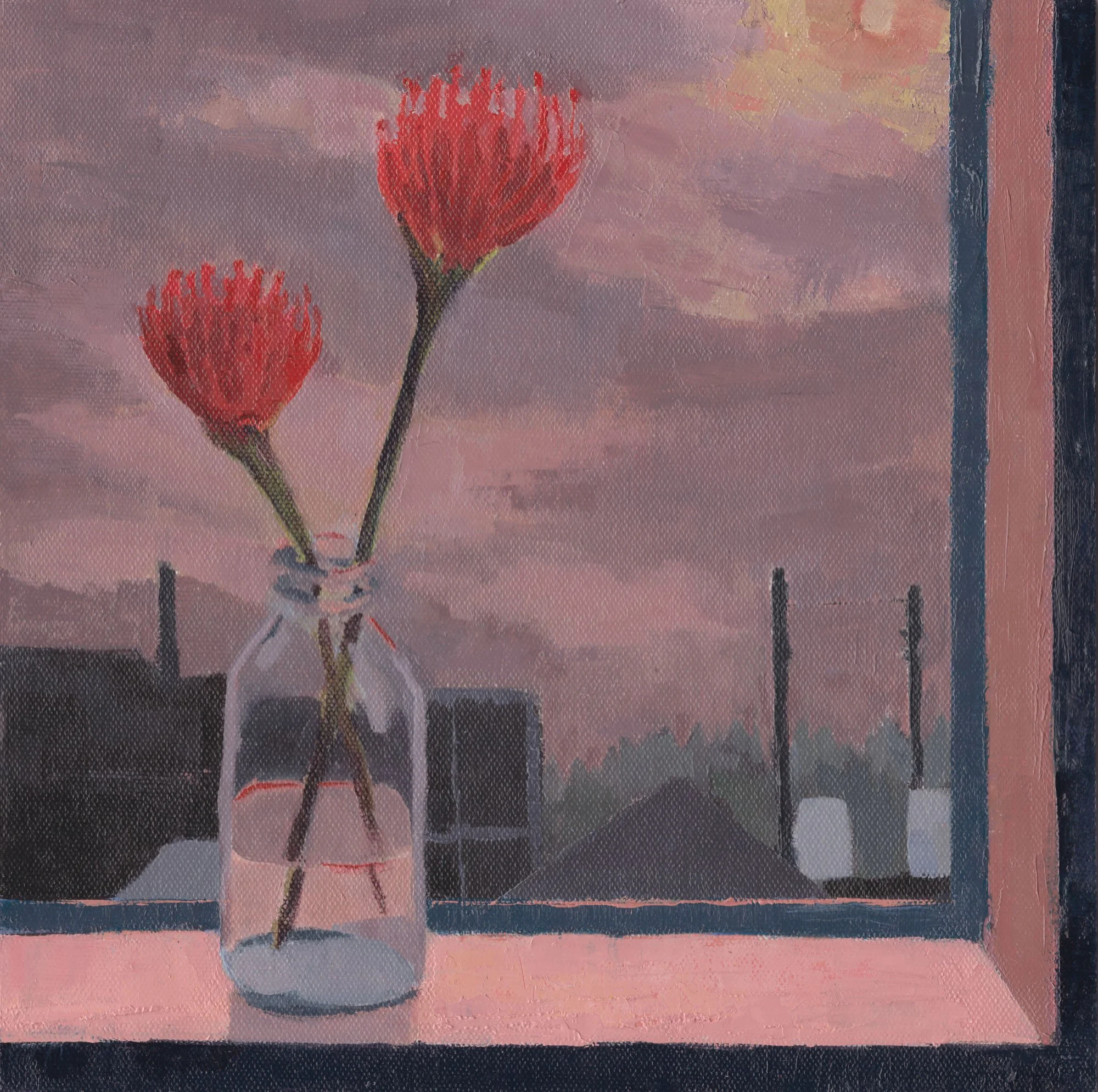 Pincushion flowers. Oil on canvas panel. 10x10 inches.