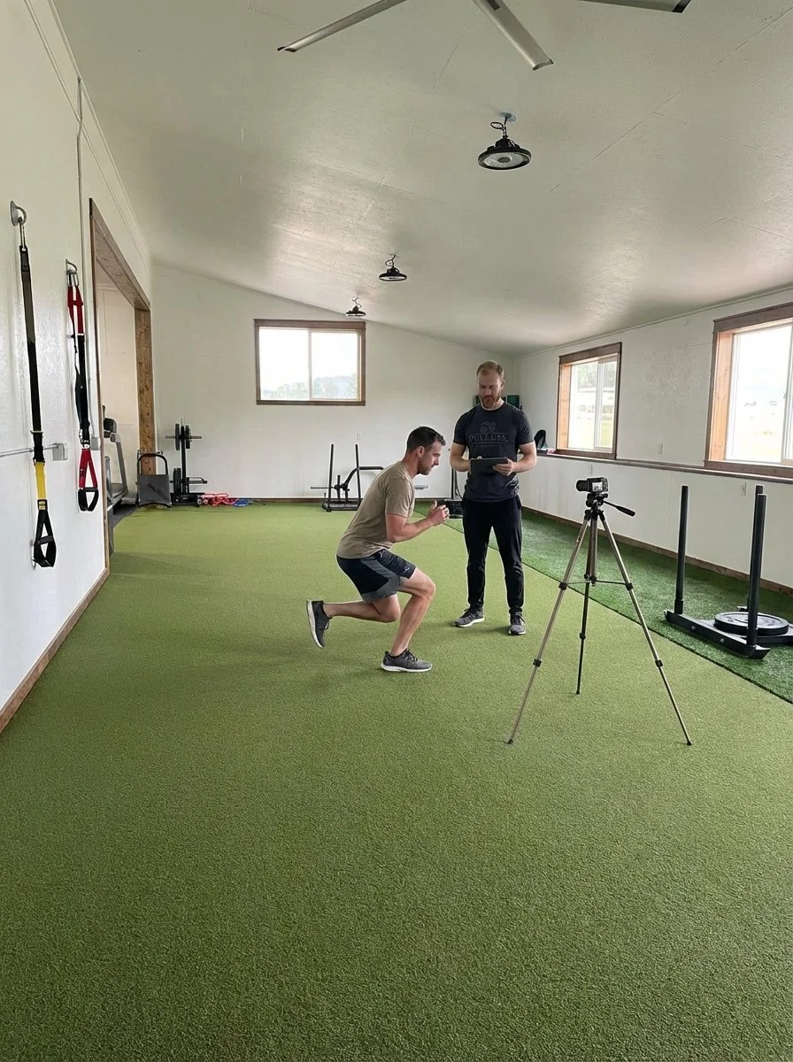 Patient performing movement assessment at a performance physical therapy clinic in Helena