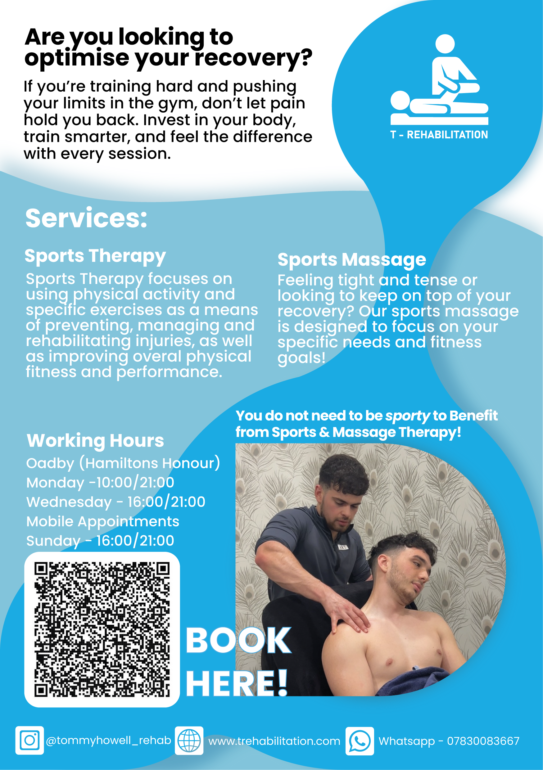 Leaflet for 'T- Rehabilitation'. Designed and Copywritten to clients specification,