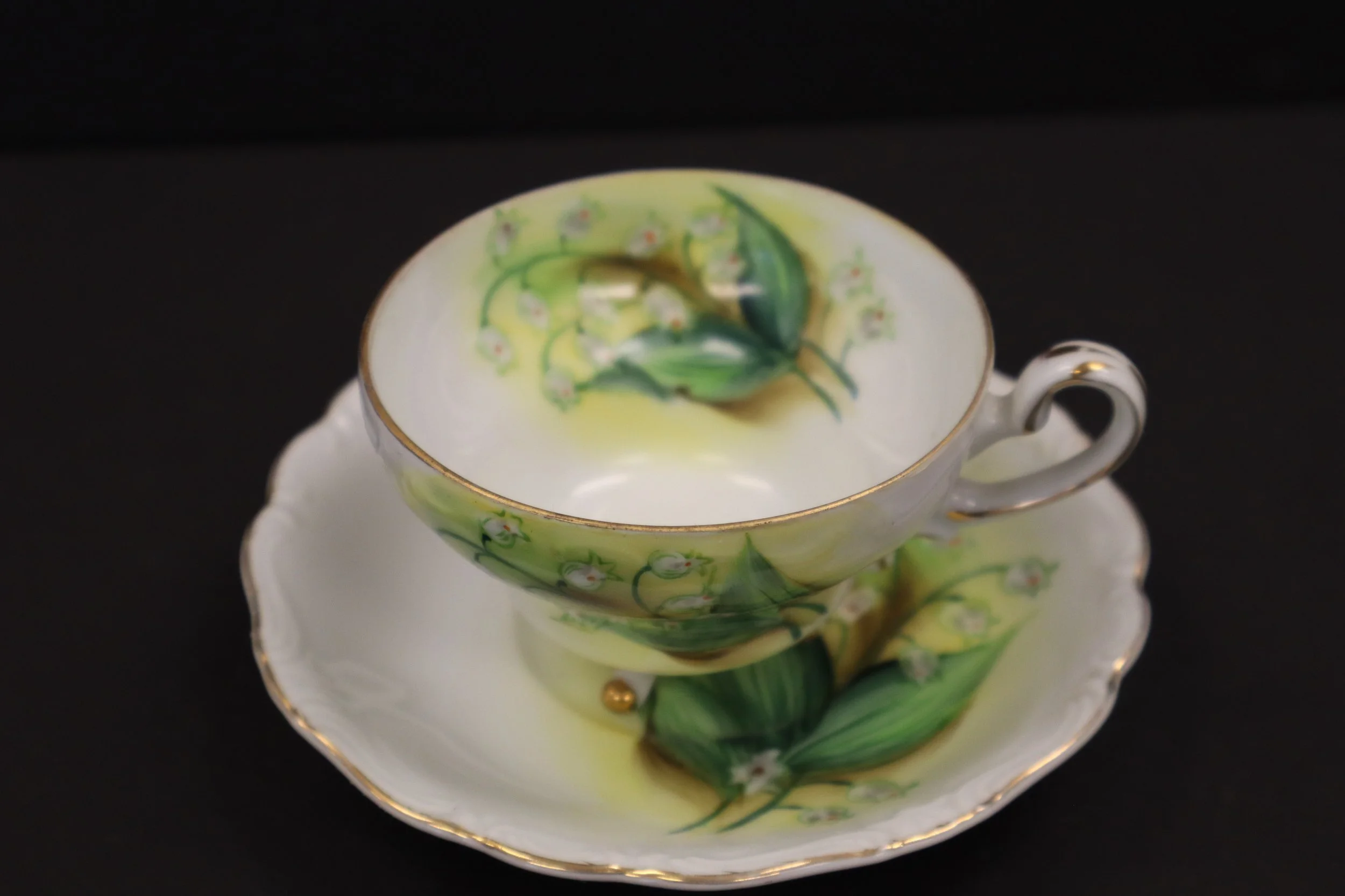 Vintage Norcrest Fancy China Japan Floral Moriage Cup & Saucer Hand Painted, vtg, rare, collectible, tea cup, nippon, decor