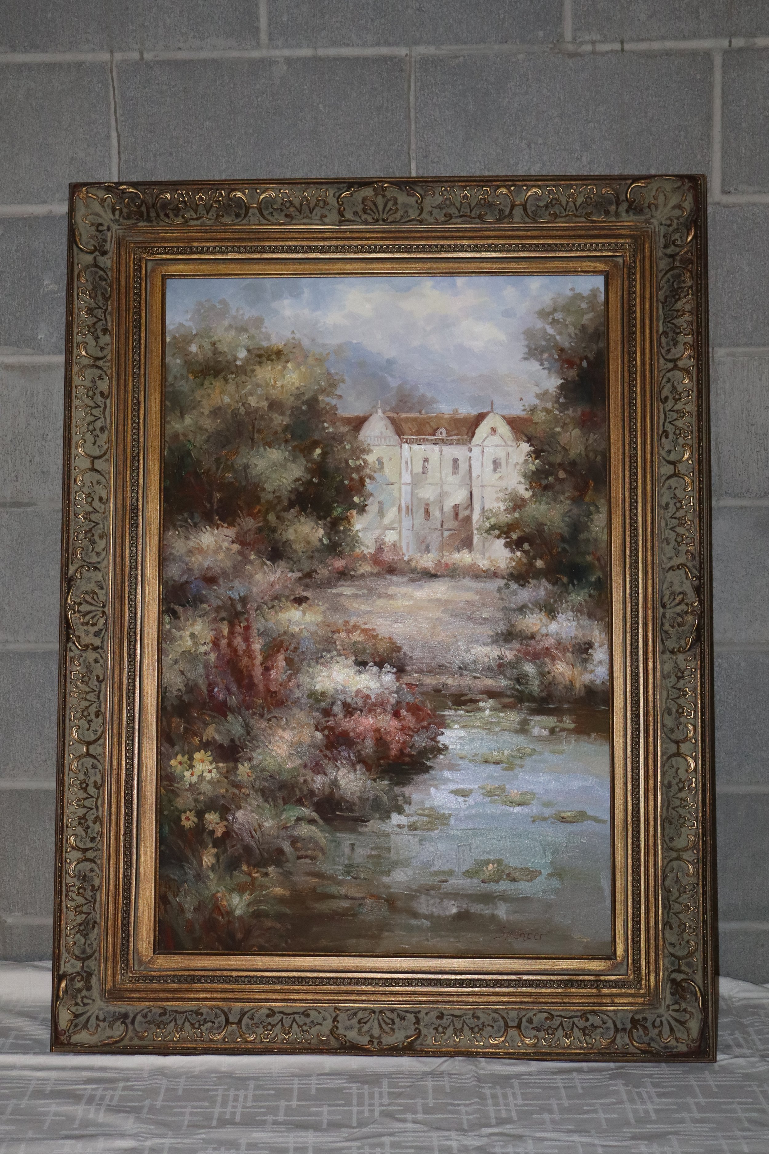 Victorian Framed Landscape Decor Painting by 'Spencer'