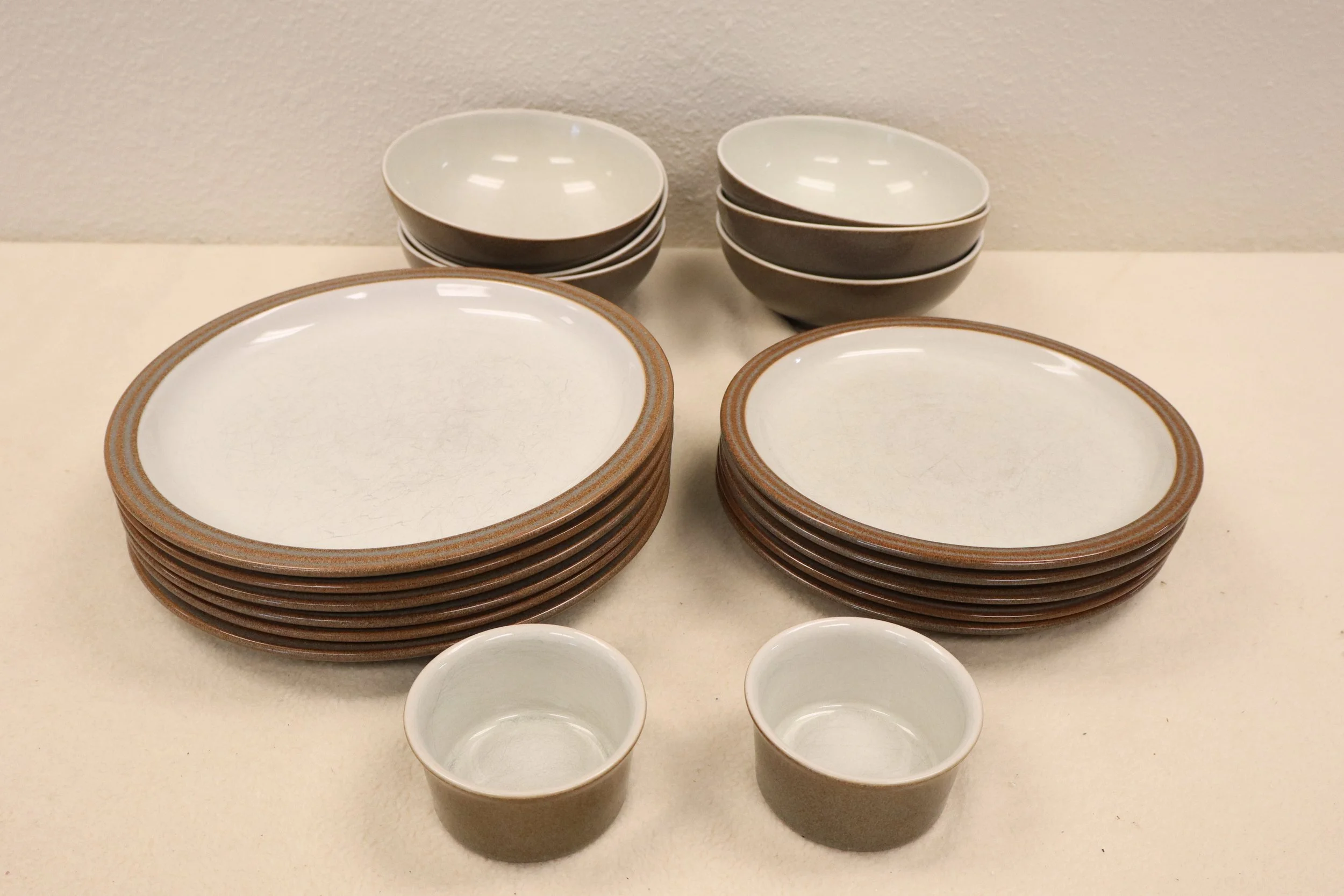 Vintage Denby Seville Dinnerware: Brown & White, rare, british, collectible, vtg, kitchware, ceramic, ceramics