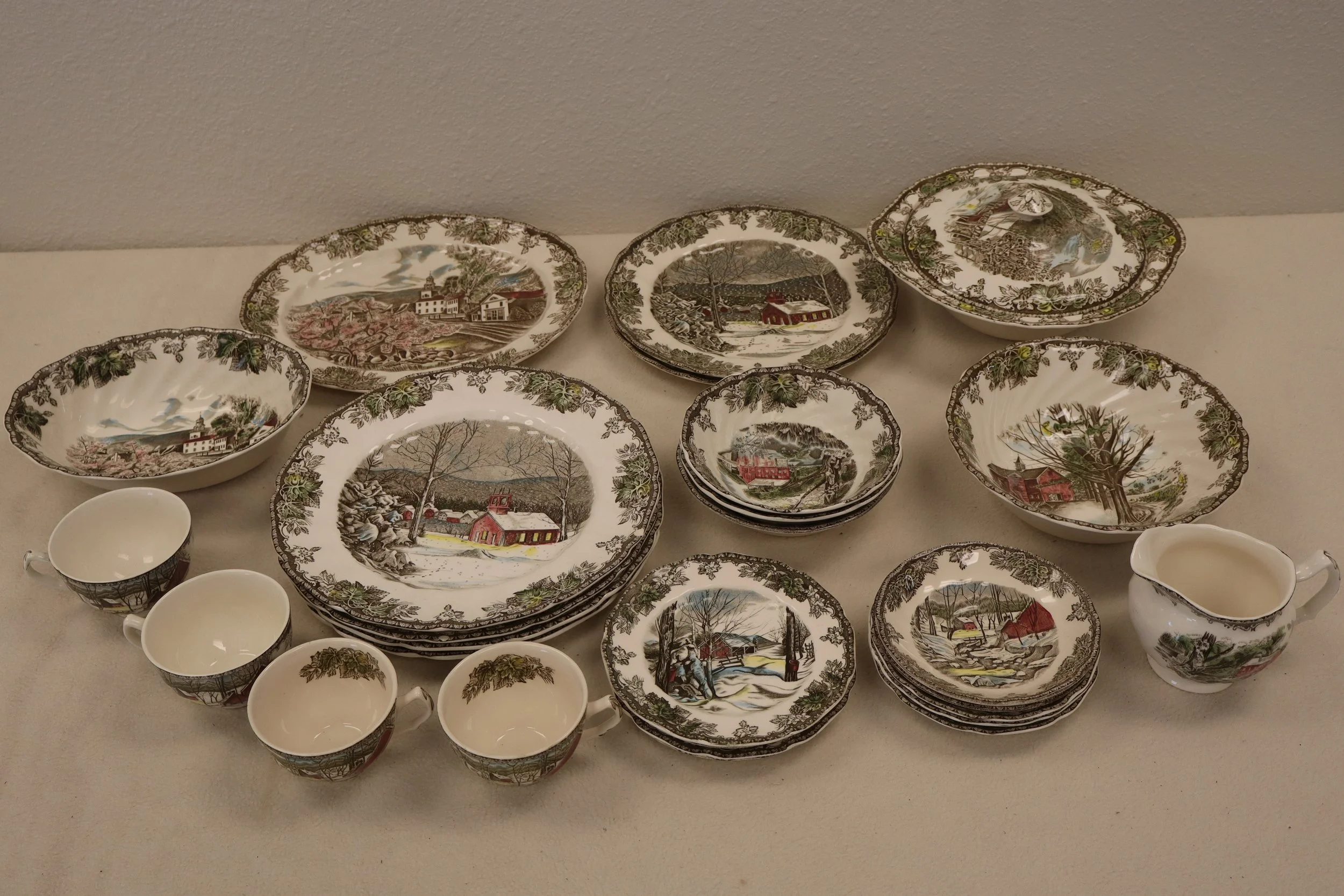 Large Lot of Vintage Johnson Brothers 'The Friendly Village' Dining Set - Made in England, british, classic, rare, collectible, dinner, kitchenware, vtg, china