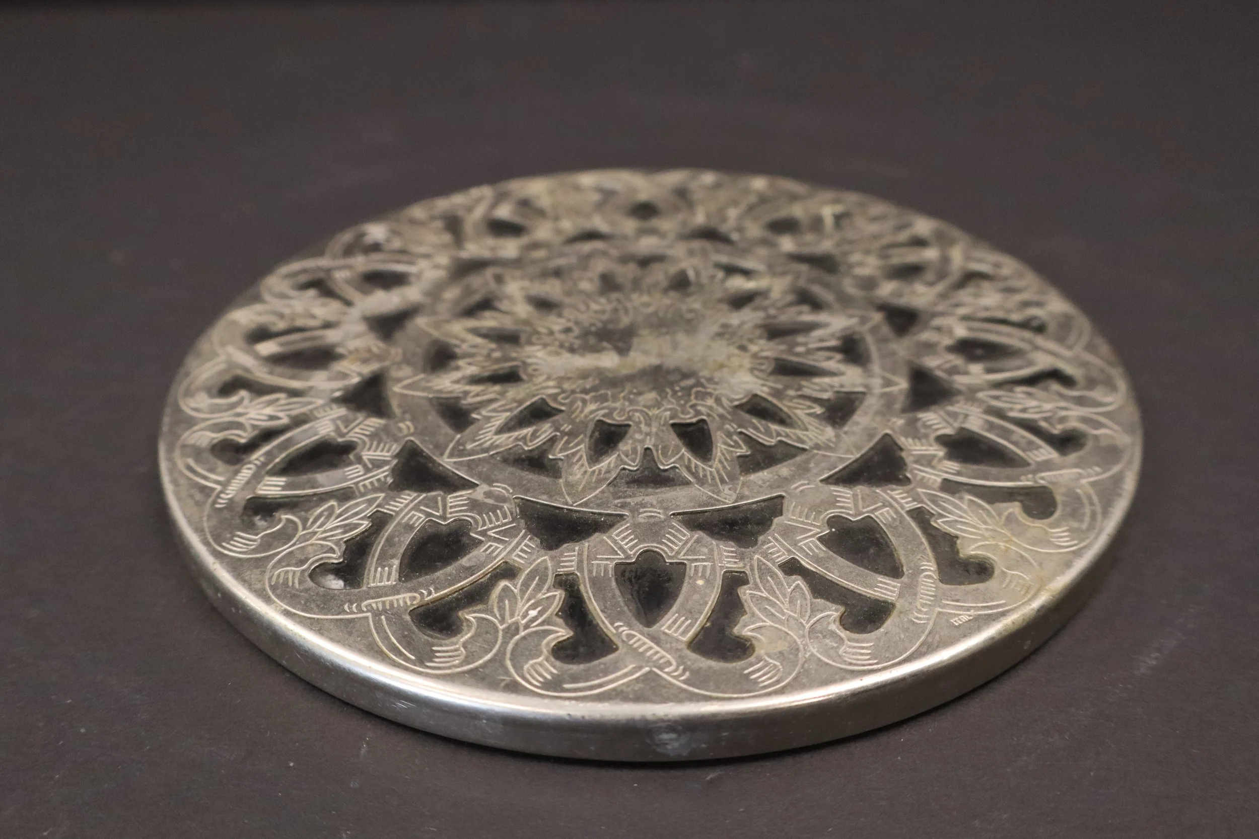 Vintage EALES 1779 Silverplate & Glass Trivet Italy, italian, vtg, rare