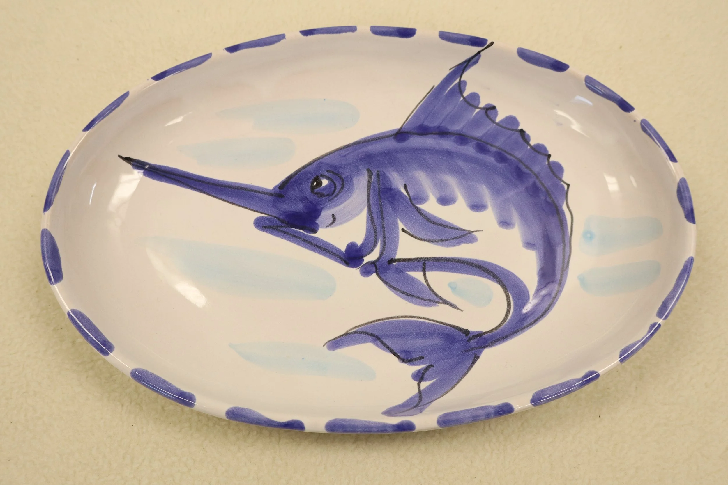Hand-Painted Vietri Stoneware Swordfish Plate Wall Decor, art, ceramic, ceramics, vtg, vintage, rare, collectible