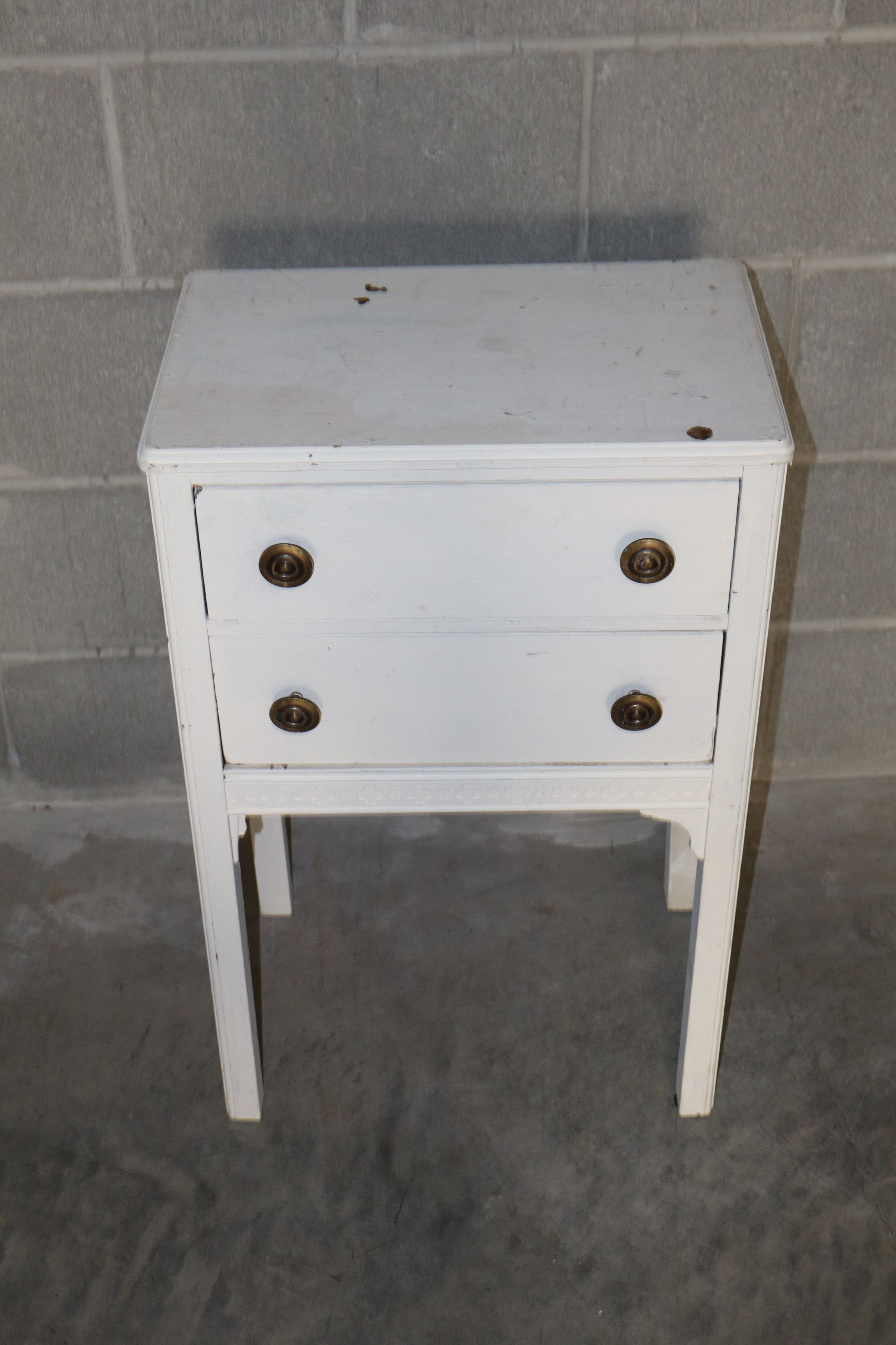 Classic Wooden White End Table, vtg, vintage, wood, wooden