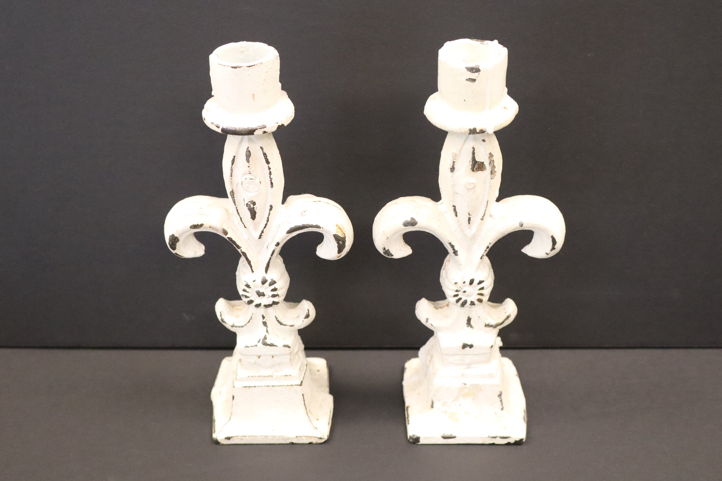 VINTAGE IRON IRON FLEUR DE LIS CANDLE HOLDER, rare, sconces, collectible, victorian, decor