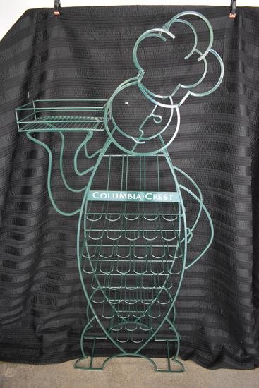 Vintage Columbia Crest Wire Chef Wine Display Rack, wine cellar, collectible, rare, decor, decoration, vtg vintage