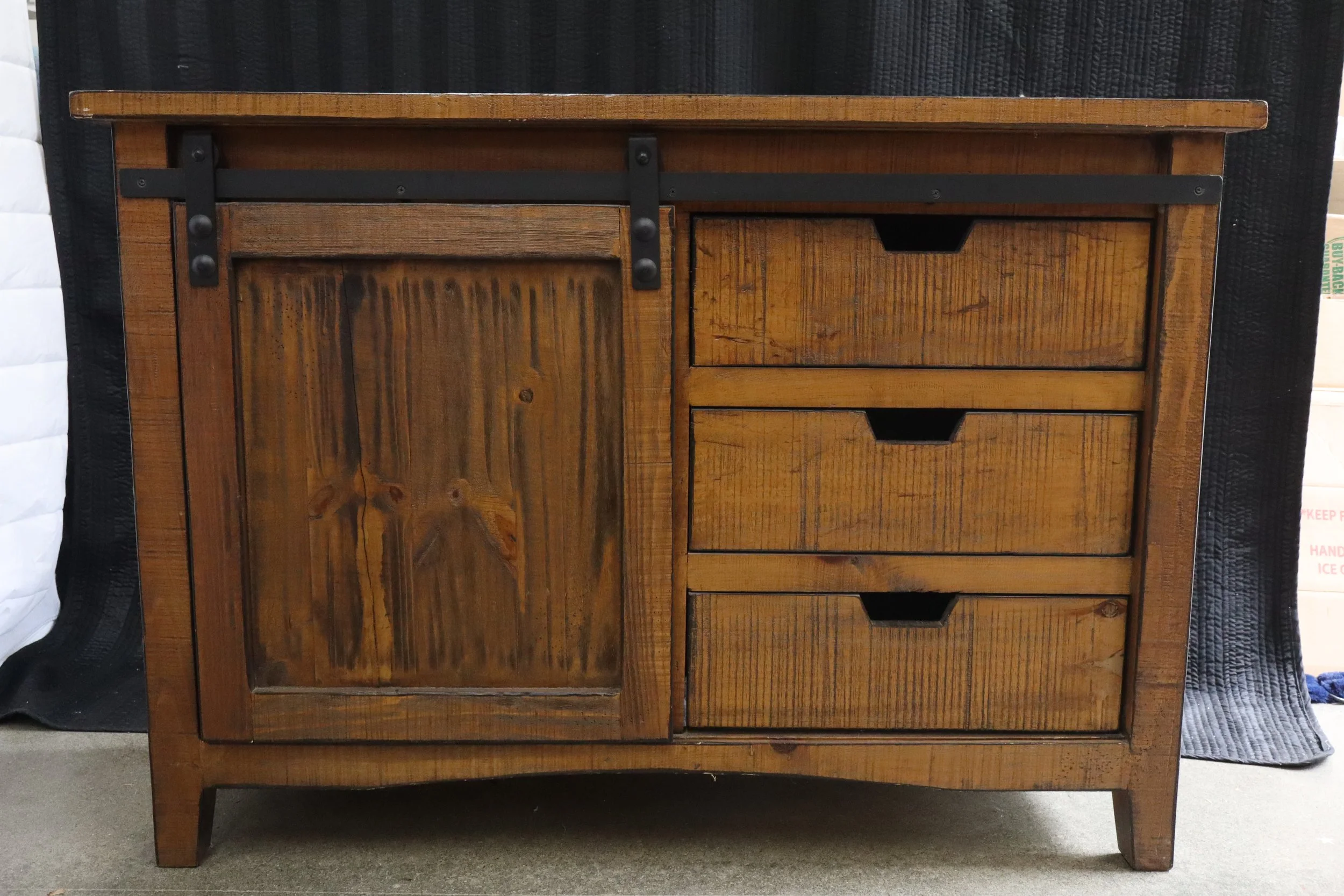 Arcadia 48" Quarter Sawn White Oak Wood Sliding Barn Door Post TV Console, rustic, quality, furniture, tv console, farmhouse